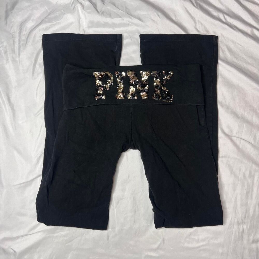 Victoria’s Secret Pink Sequin Foldover Flare Pants